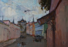 View To Ivanovsky Monastery, Moscow - oil, cardboard