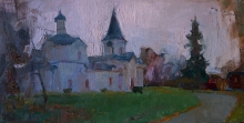 Temple In Tarusa - oil, cardboard