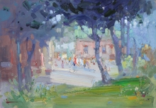 Yard In Yakimanka - oil, canvas on cardboard